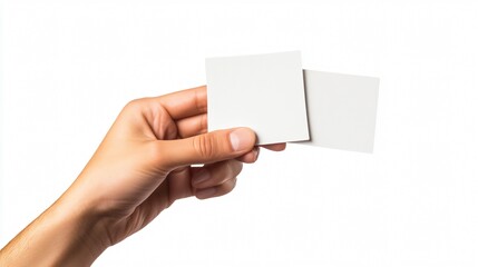 Obraz premium Hand Holding Two Objects on White Background for Professional Design Use