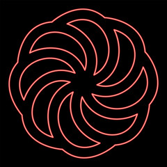Neon armenian Arevakhach Neo paganism symbol sunny cross solar mythology Hetanism Armenian neo powder heathenism Eternity sign pumpkin red color vector illustration image flat style
