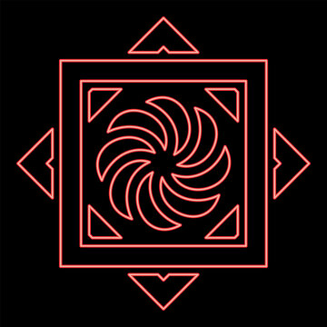 Neon armenian Arevakhach Neo paganism symbol sunny cross solar mythology Hetanism Armenian neo powder heathenism Eternity sign pumpkin red color vector illustration image flat style