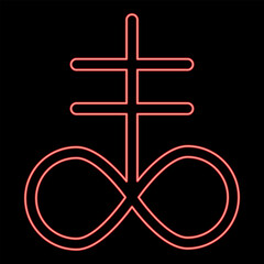 Neon satanic Cross Theistic satanism symbol red color vector illustration image flat style