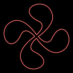Neon basque Cross Lauburu Lauborou Eusko red color vector illustration image flat style