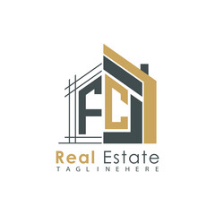 Fototapeta premium initial monogram logo for real estate with Home shape creative design.