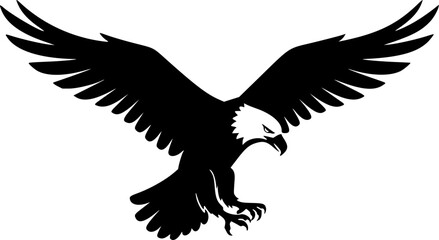 Obraz premium Bald Eagle Silhouette - Flying Bird Vector, American Symbol Illustration