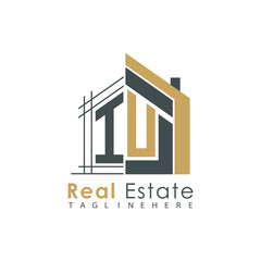 initial monogram logo for real estate with Home shape creative design.
