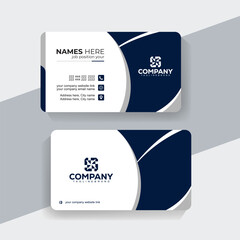 Professional Navy Blue Vector Business Card Design with Minimalist Design. Modern corporate card design in navy blue with bold white typography highlights.