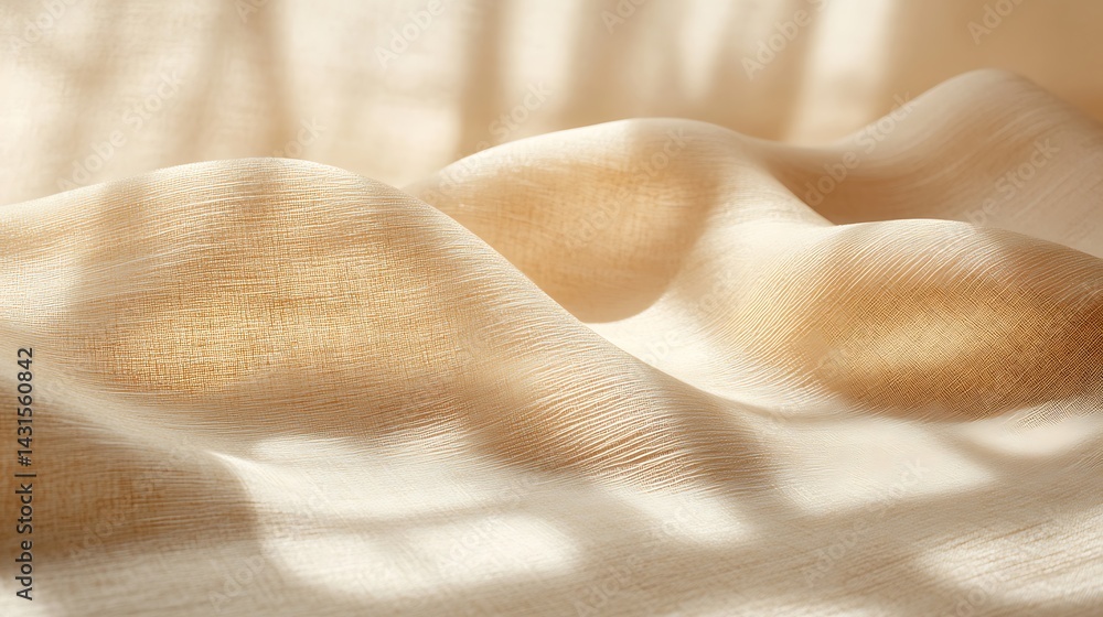 Poster abstract fabric landscape with light and shadow, soft, flowing fabric with gentle light and shadow p