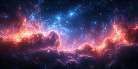 Colors of cosmic gas and dust swirling in the vast universe during a clear night sky