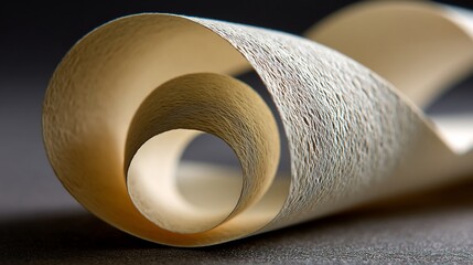 Curved, light beige paper strips