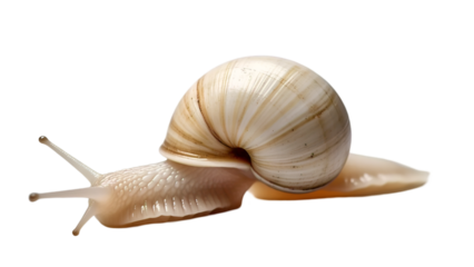 albino rare snail on white background