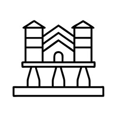 Outline drawing of a bounce house inflatable castle for kids party and outdoor play equipment fun time