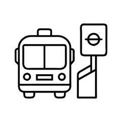Bus stop public transportation icon vector illustration transport travel city urban design line art