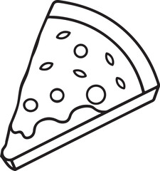 pizza slices line art, black outline, vector and illustration, coloring book page line art drawing