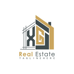 Fototapeta premium initial monogram logo for real estate with Home shape creative design.