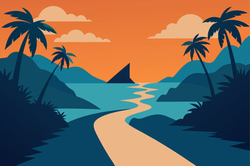 Fototapeta premium island-jungle-path-opening-to-sunny-beach