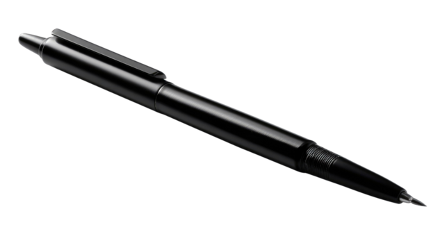 Sleek Ink: A modern, elegant black pen, set against a clean, bright backdrop, embodies simplicity and precision. Perfectly suited for conveying clarity and sophistication.