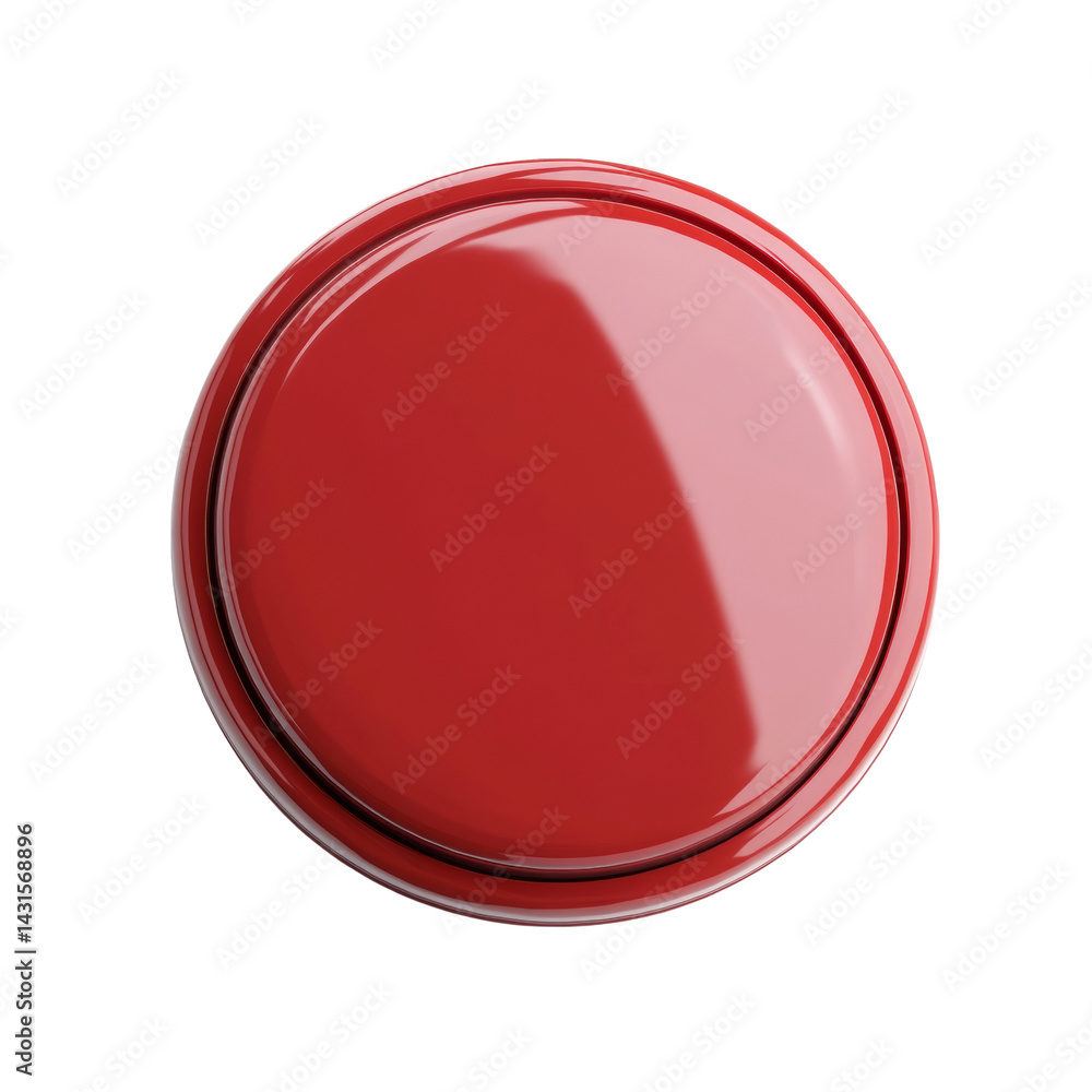 Fototapete High-gloss scarlet circular object with layered rim on an infinite empty canvas