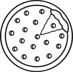 pizza line art, black outline, vector and illustration, coloring book page line art drawing