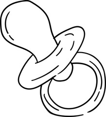 Hand drawn Baby Shower doodle clipart. Pacifier illustration designed for baby care themes and products.