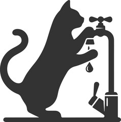 Funny cute cat silhouette vector