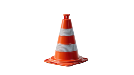 Traffic Cone: A bright orange traffic cone with white reflective stripes. Simple, straightforward, and symbolic of caution and direction.