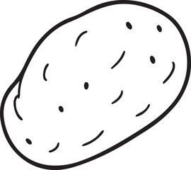 potato line art, black outline, vector and illustration, coloring book page line art drawing