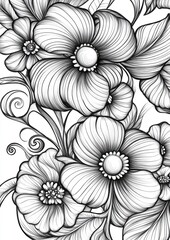 Swirls and Flowers Coloring Pages