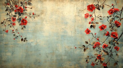 Vintage Floral Design with Aged Texture