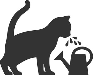 Funny cute cat silhouette vector