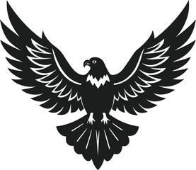 Bold Bald Eagle in Flight with Wings Spread Silhouette Vector