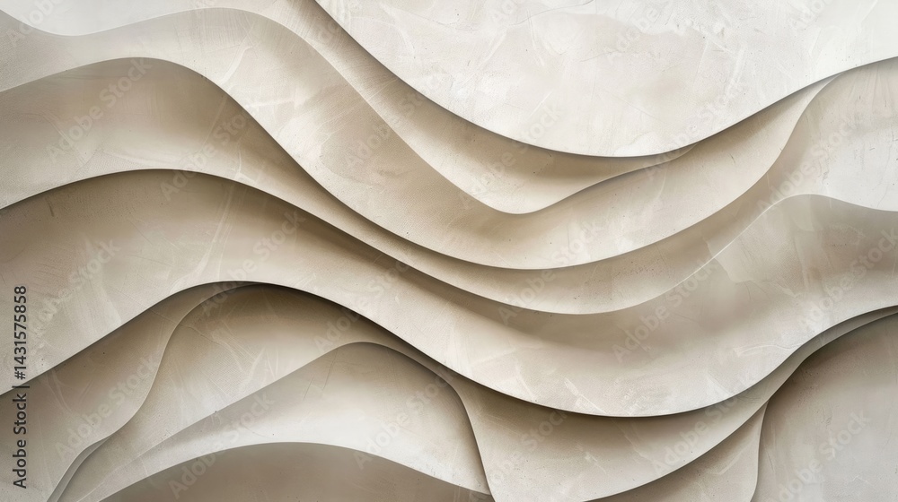 Poster abstract waves of flowing fabric in neutral tones. background image of cream fabric texture waving w