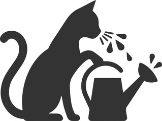 Funny cute cat silhouette vector