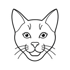cat head monoline expressive whiskers vector line art silhouettes