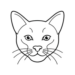 cat head monoline expressive whiskers vector line art silhouettes