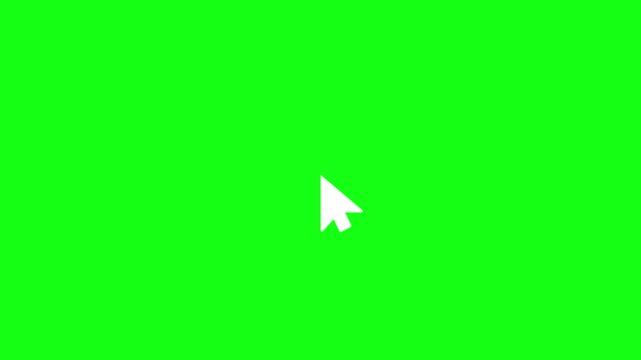 White mouse cursor pointer animation on green screen background element