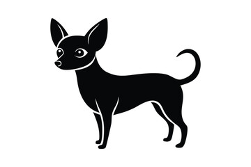 Silhouette art drawing of a Chihuahua with perked ears.eps