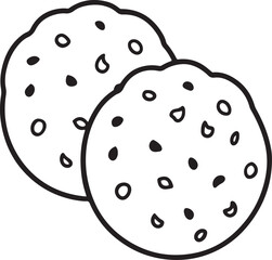 chocolate chip cookie line art, black outline, vector and illustration, coloring book page line art drawing