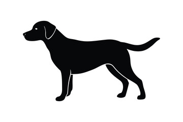 Silhouette art drawing of a Labrador Retriever standing strong.eps