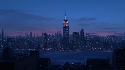 Fototapeta premium Misty New York City Skyline at Dawn