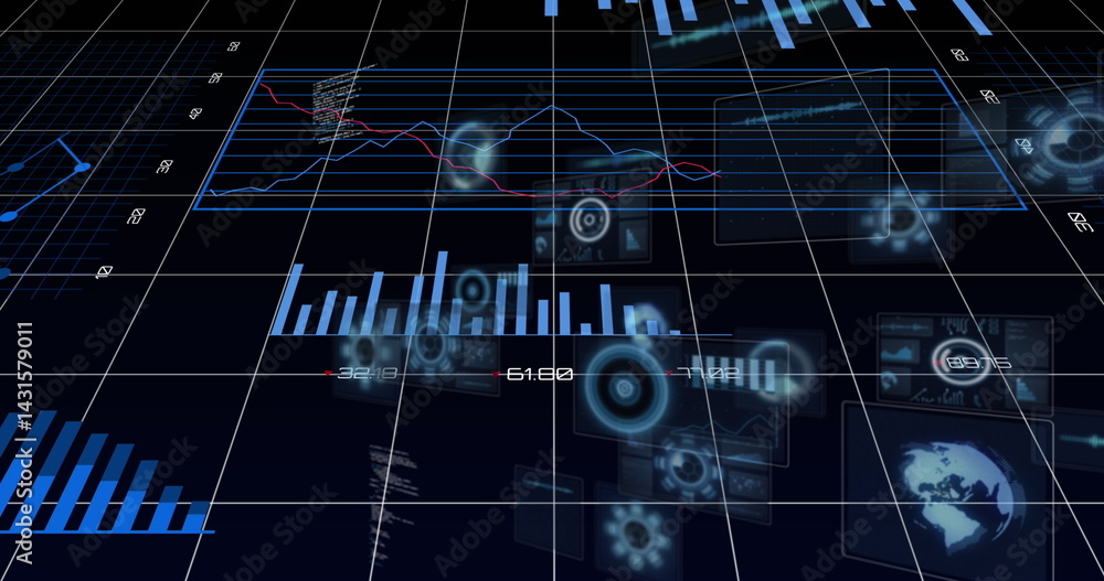 Poster image of data processing over dark background