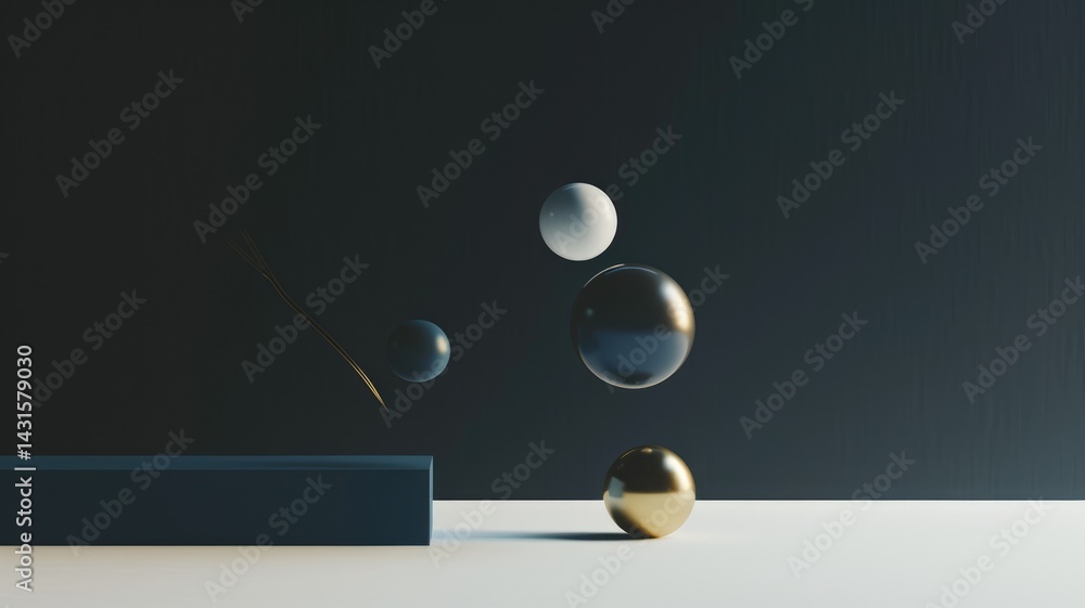 Poster floating transparent geometric shapes with reflective surfaces. digital artwork of 3d rendering geom