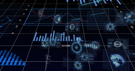 Image of data processing over dark background