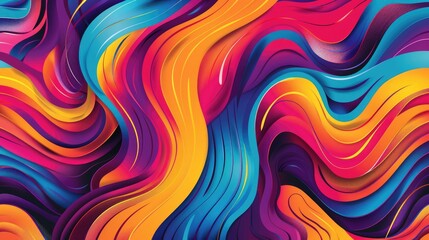 Abstract vivid colorful wave flowing express energetic texture. Seamless texture of vividness curve swirling convey sense of harmony and wonderful scene perfect for effect and graphic design. AIG51.
