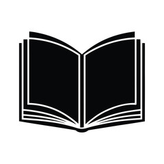Book icon, Solid black silhouette of an open book vector Art & Illustration