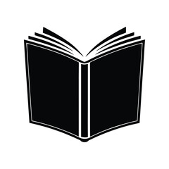 Book icon, Solid black silhouette of an open book vector Art & Illustration