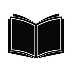 Book icon, Solid black silhouette of an open book vector Art & Illustration