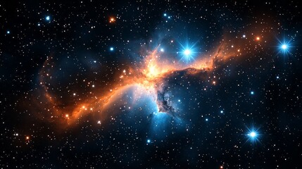 Vibrant Cosmic Nebula with Spiral Galaxies and Twinkling Stars