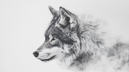 Fototapeta premium Majestic Wolf Looking Isolated on White Background