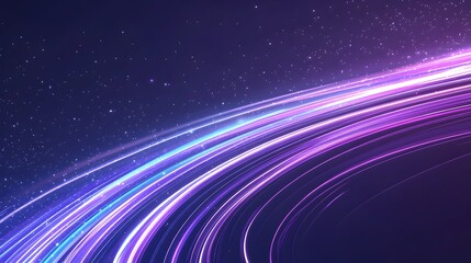 Abstract purple and blue light streaks on a dark background