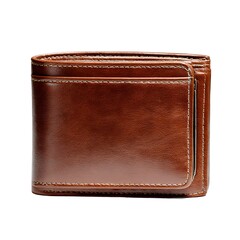 A brown leather wallet isolated on a white background