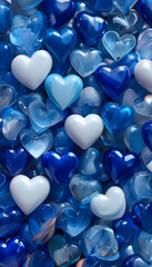 Romantic Pink & Red Glass Heart Symbol for Valentine’s Day – Shiny Love Sphere, Decorative Pearl Beads, Wedding Jewelry Design with Light Patterns, Bright Bubbles, Blue Accents